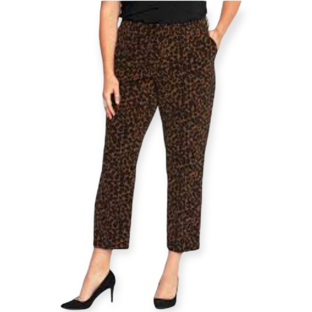 Old Navy Mid Rise Harper Pants Leopard Print Brown & Black Size 4